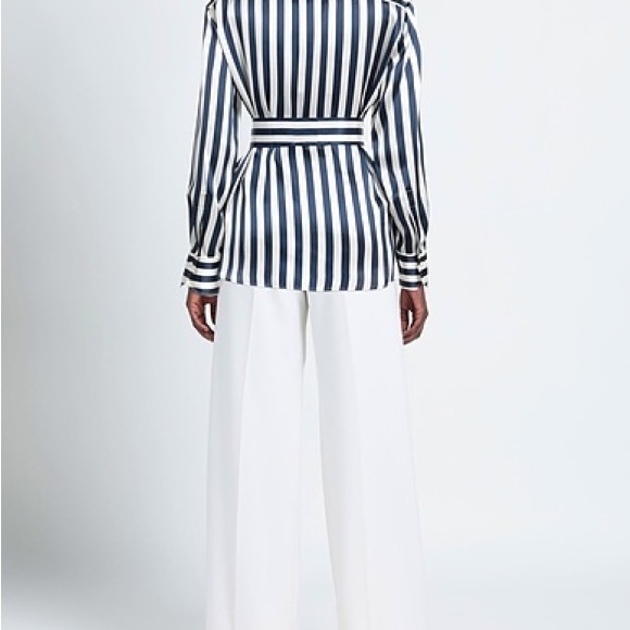 KITON 100% Silk Navy/Ivory Striped Blouse - Picture 5 of 13